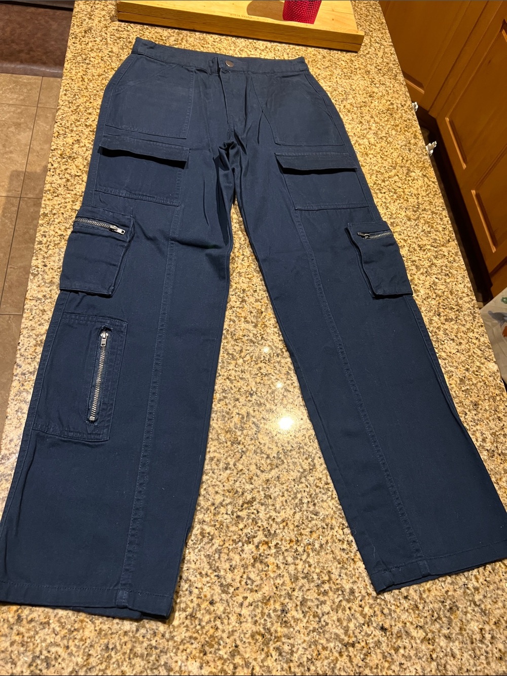 Angel Kiss Navy Cargo Jumpsuit Pants with Multiple Pockets